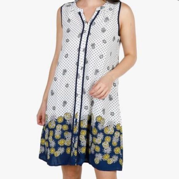 Naïf Pineapple Print Polka Dot Dress - Picture 1 of 8